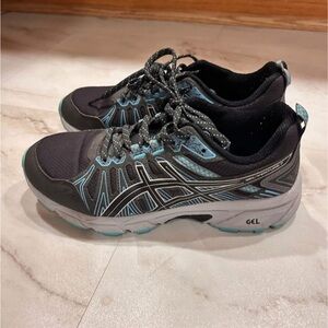 Asics Black and Blue Running Shoes